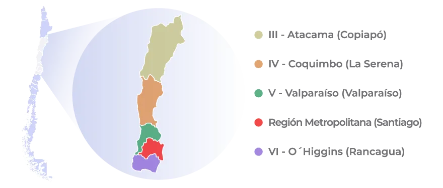 Distribución geográfica de Clementina Logistica Chile