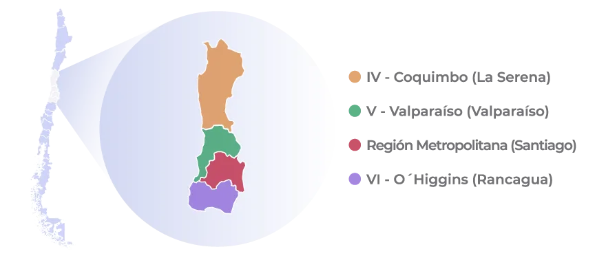 Distribución geográfica de Almendras Logistica Chile