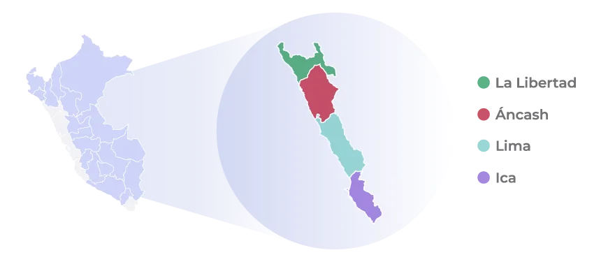 Distribución geográfica de Granadas Logistica Perú