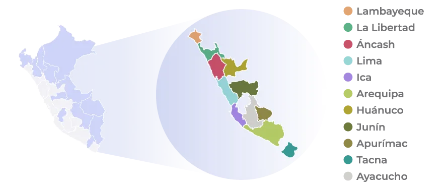 Distribución geográfica de Paltas Logistica Perú