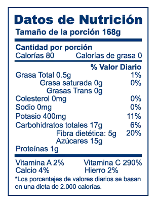 Valor nutricional de Clementina Logistica Chile