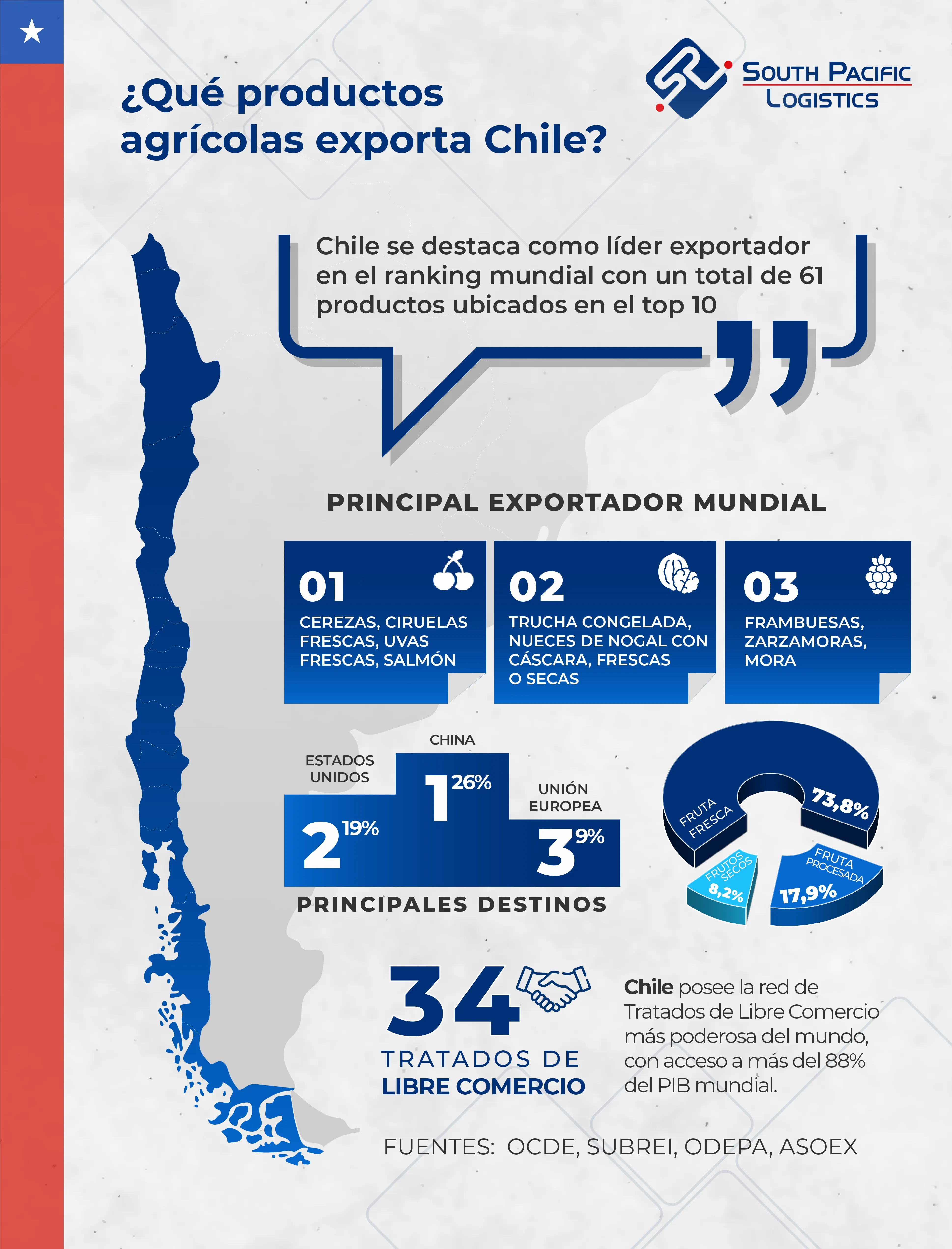 Infografia sobre los productos agricolas que exporta Chile