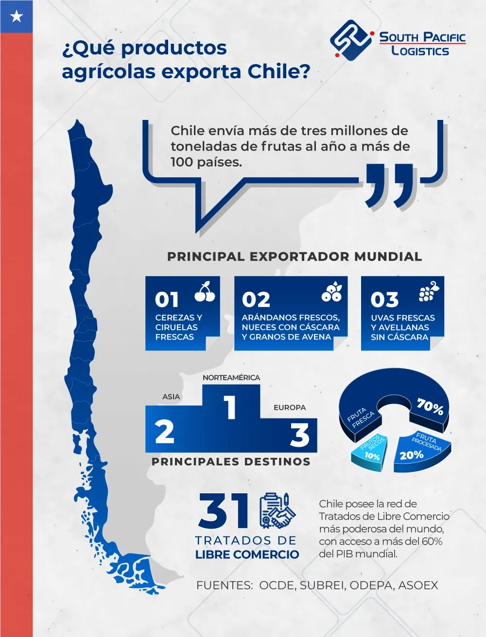Infografia sobre los productos agricolas que exporta Chile