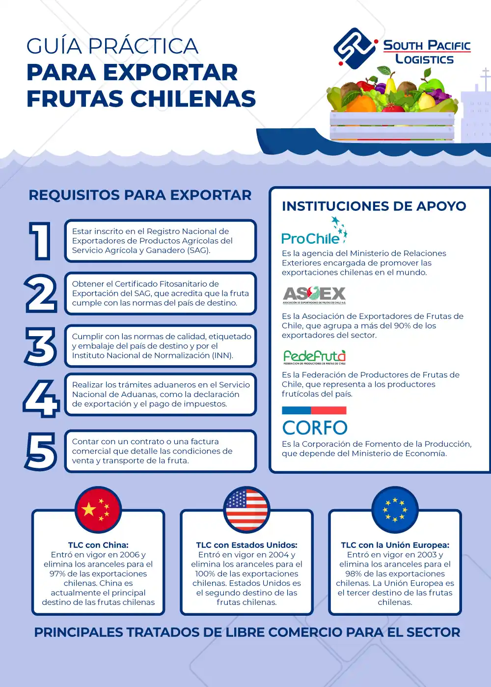 Infografia sobre exportacion de frutas chilenas