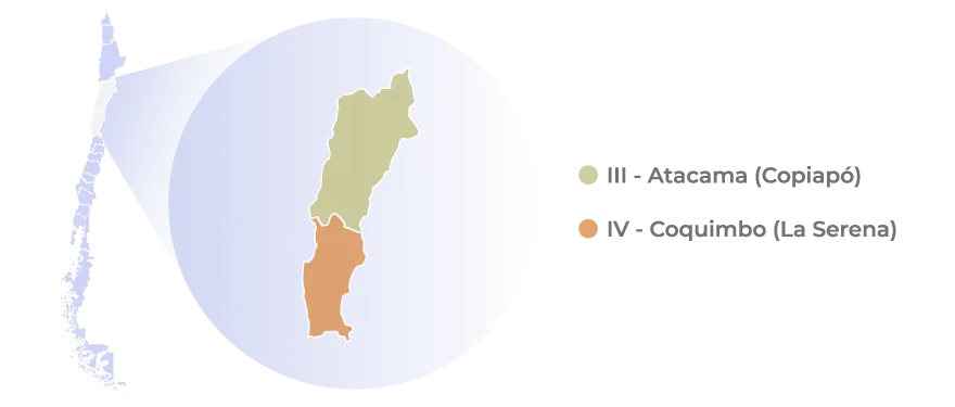 Distribución geográfica de Granadas Logistica Chile