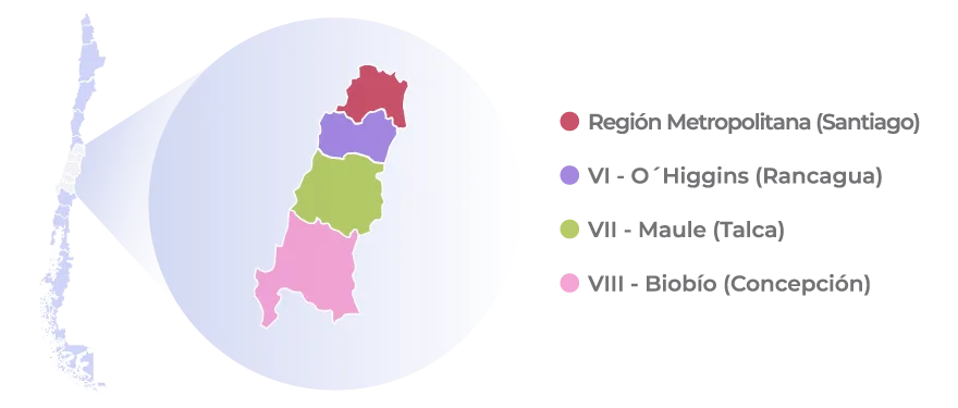 Distribución geográfica de Frozen raspberries Logistics Chile