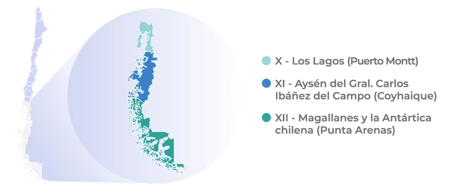 Distribución geográfica de Chilean salmon Logistics Chile