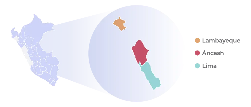 Distribución geográfica de Mango<br>congelado Logistica Perú