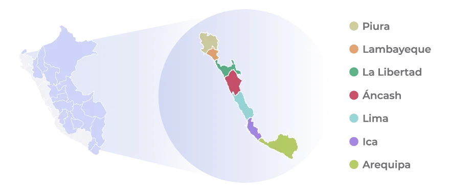 Distribución geográfica de Uvas Logistica Perú