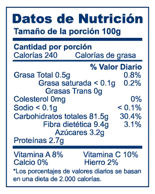 Valor nutricional de Ciruelas<br>deshidratadas Logistica Chile