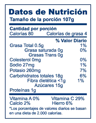 Valor nutricional de Granadas Logistica Chile
