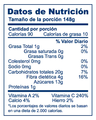 Valor nutricional de Kiwis Logistica Chile