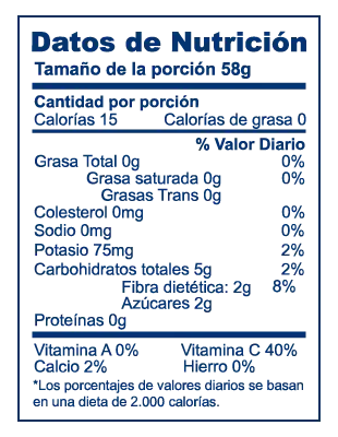 Valor nutricional de Limón Logistica Chile