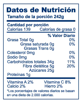 Valor nutricional de Manzanas Logistica Chile