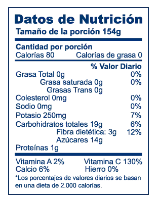 Valor nutricional de Naranjas Logistica México