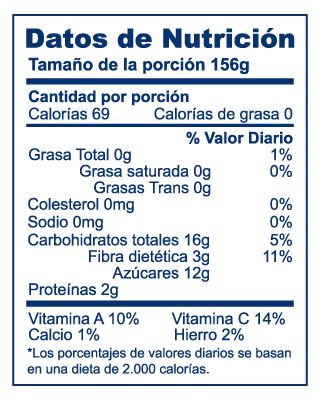 Valor nutricional de Nectarines Logistica Chile